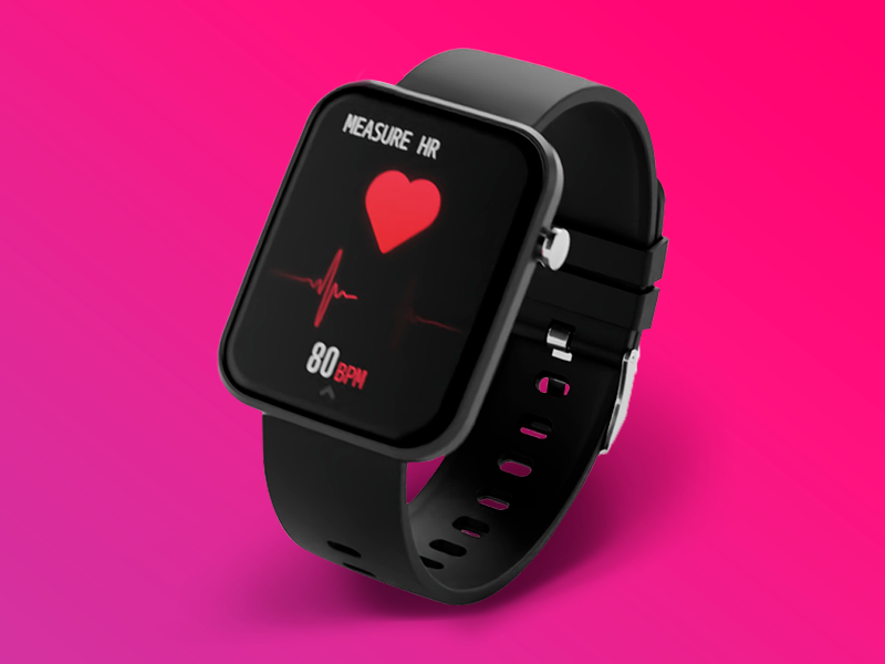 heart rate dial on series 13 smartwatch on hot pink background
