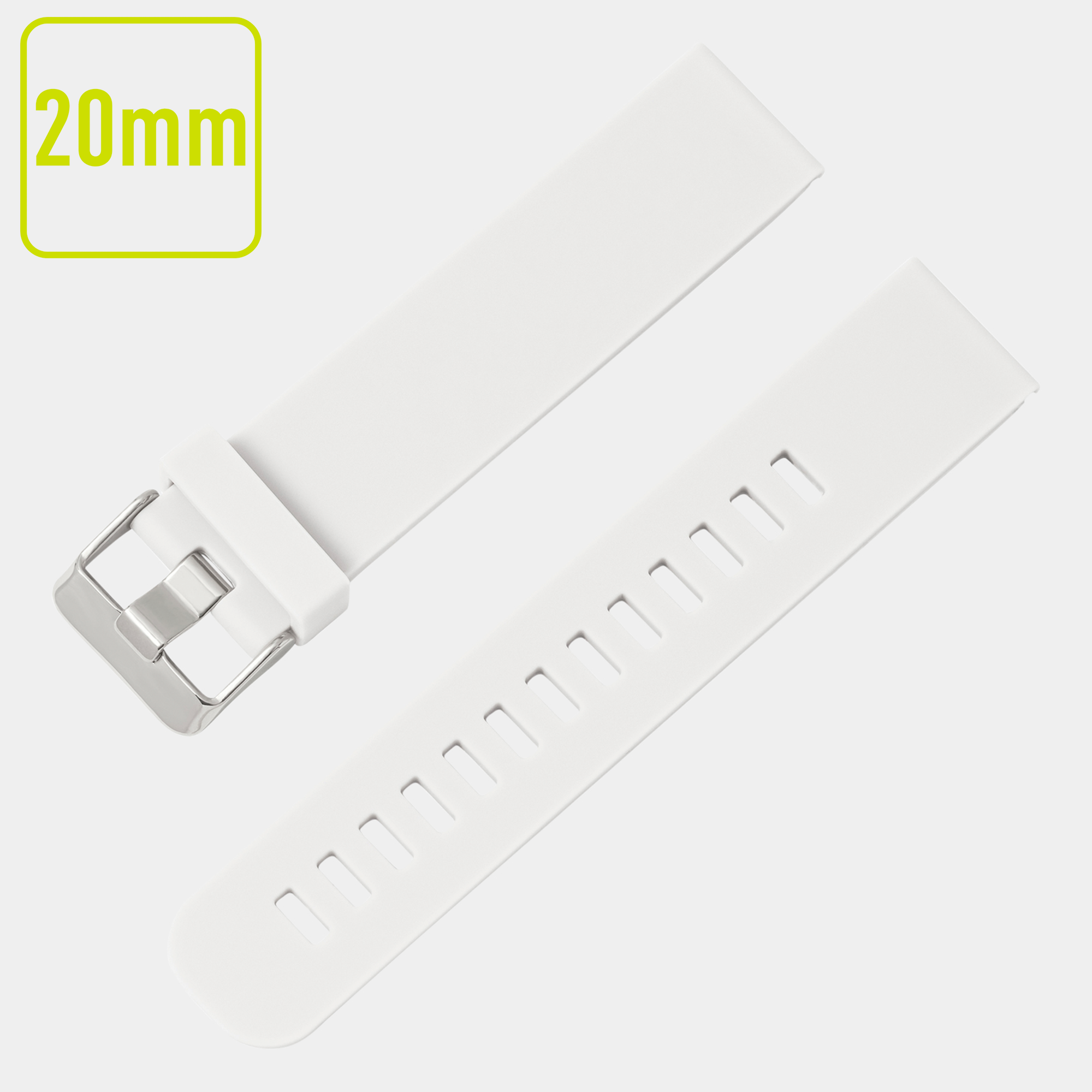 White Silicone Strap 20mm