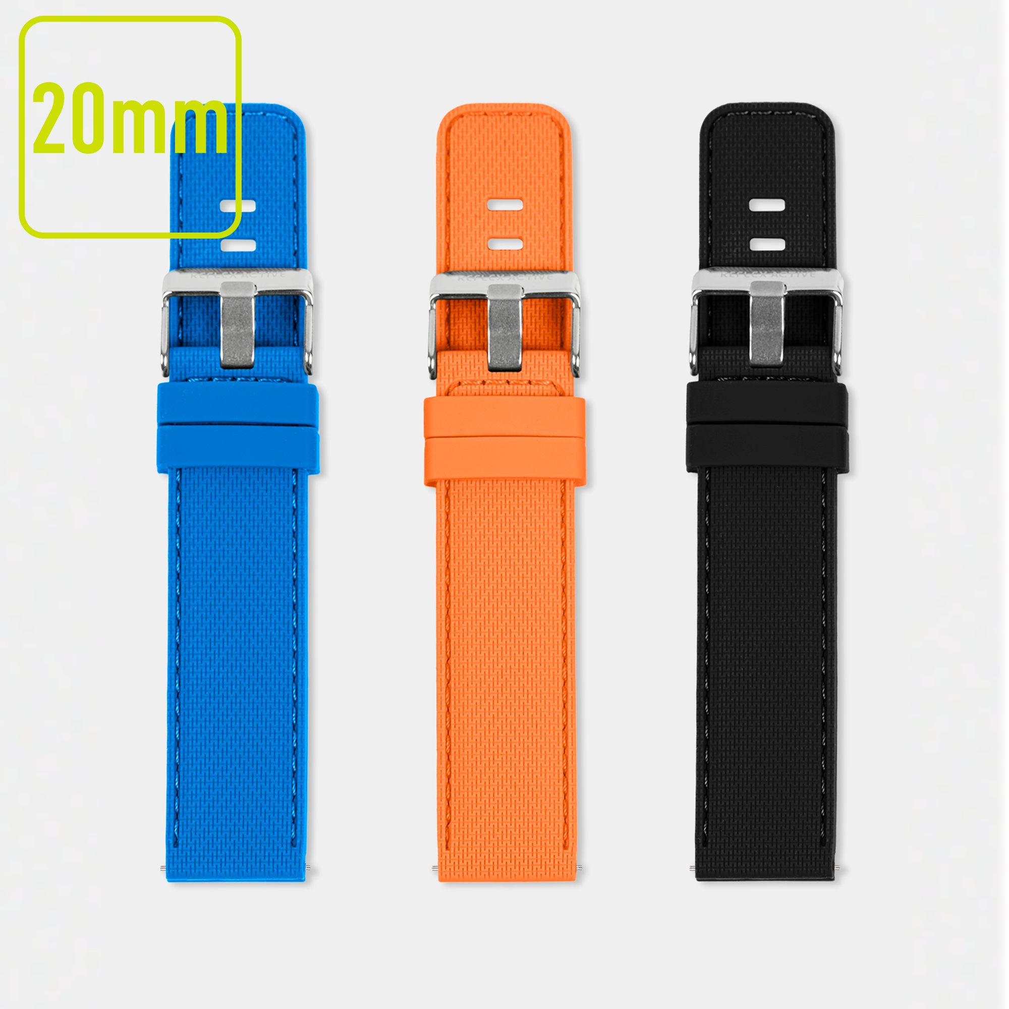 20mm Interchangeable Strap Pack Blue Black & Orange
