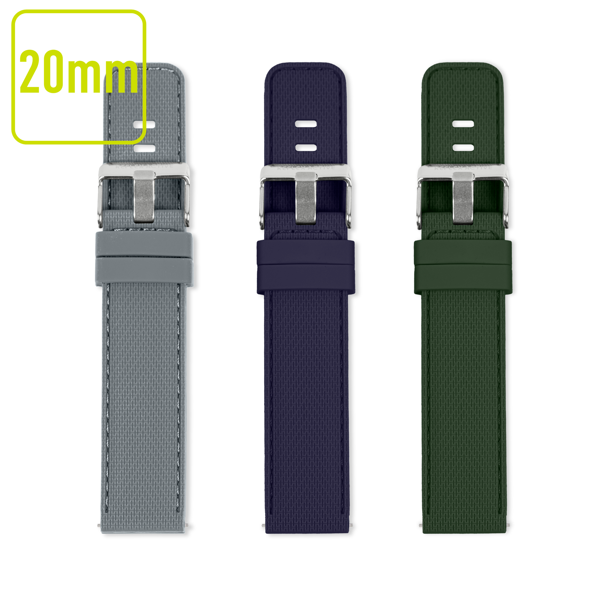 20mm Interchangeable Strap Pack Green & Grey