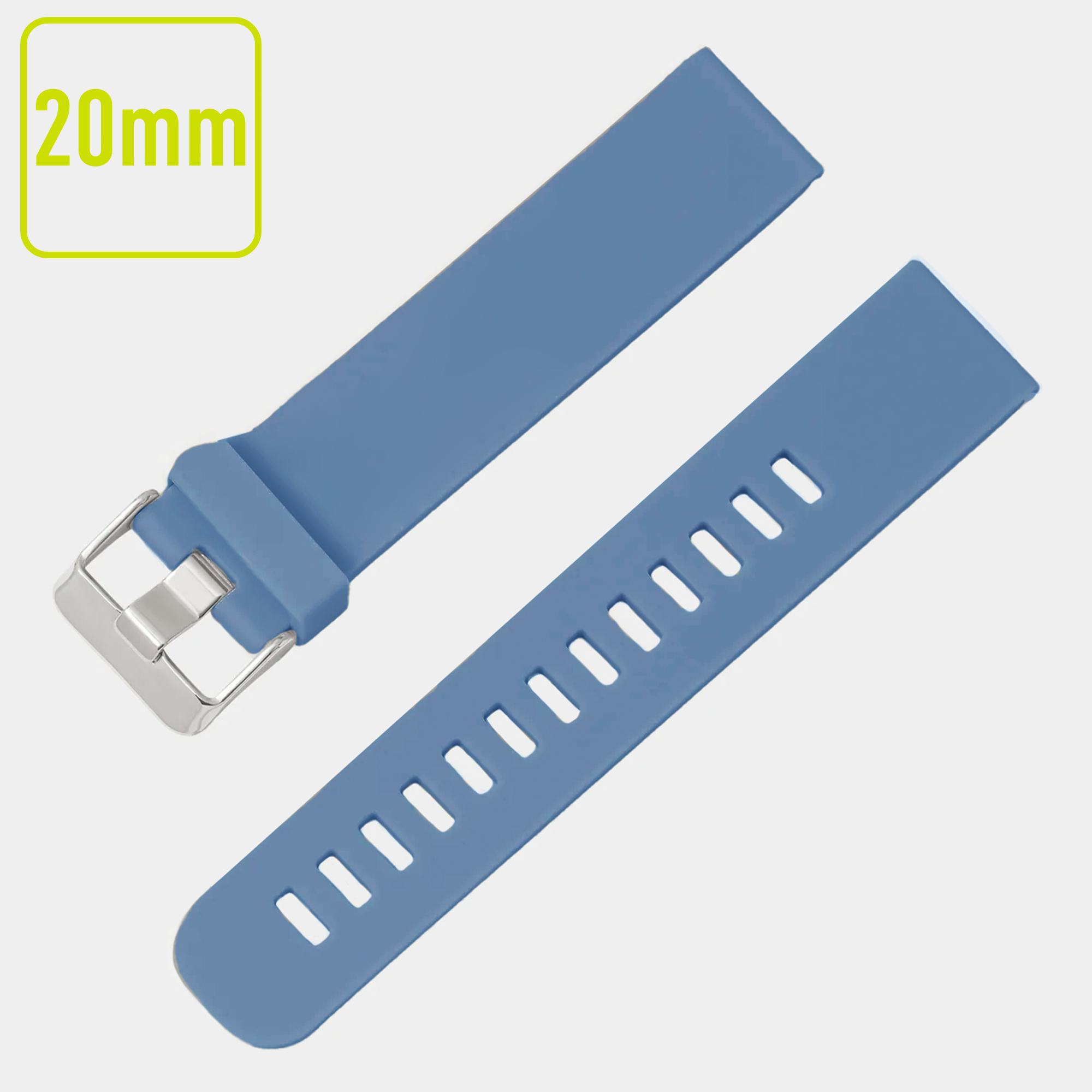 Branded 20mm Spectra Denim Blue Silicone Strap Silver Buckle