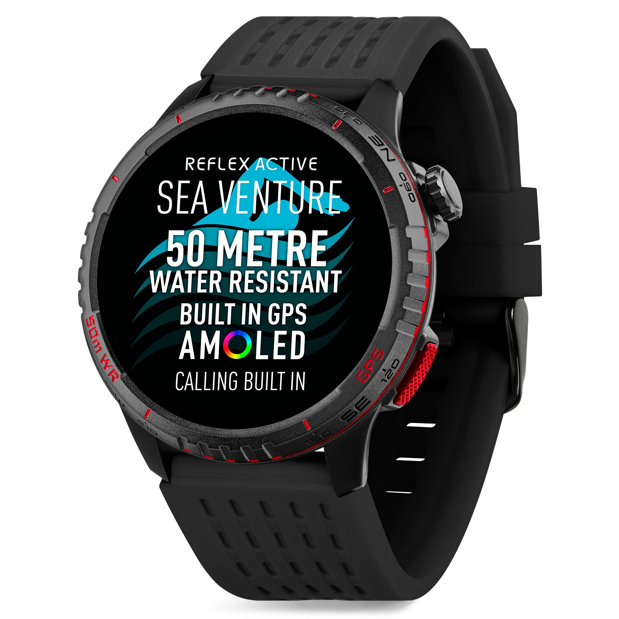 SEA VENTURE 400 R 50m Swim-Safe AMOLED GPS Black Strap Smart Watch