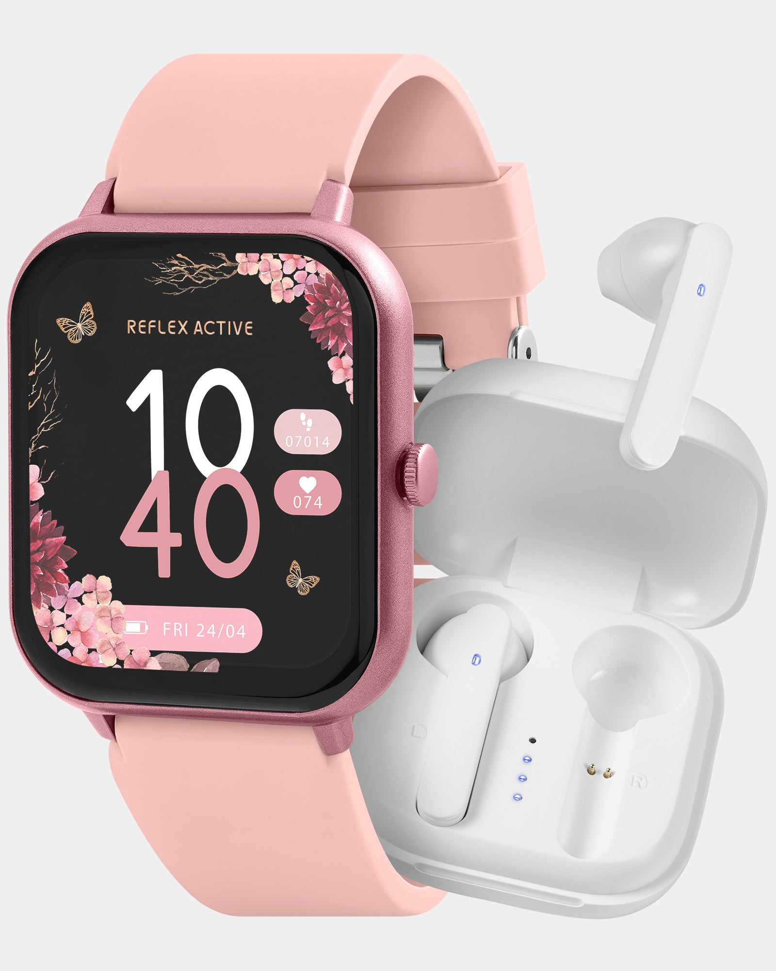 Series 17 Pink Strap Smart Watch True Wireless Sound Earbud Set