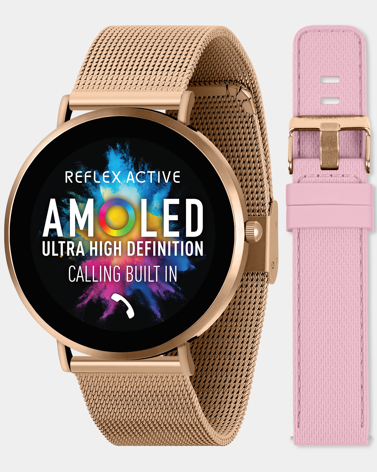 SPECTRA 300 R SLIM Amoled Rose Mesh and Pink Silicone Smart Watch Set