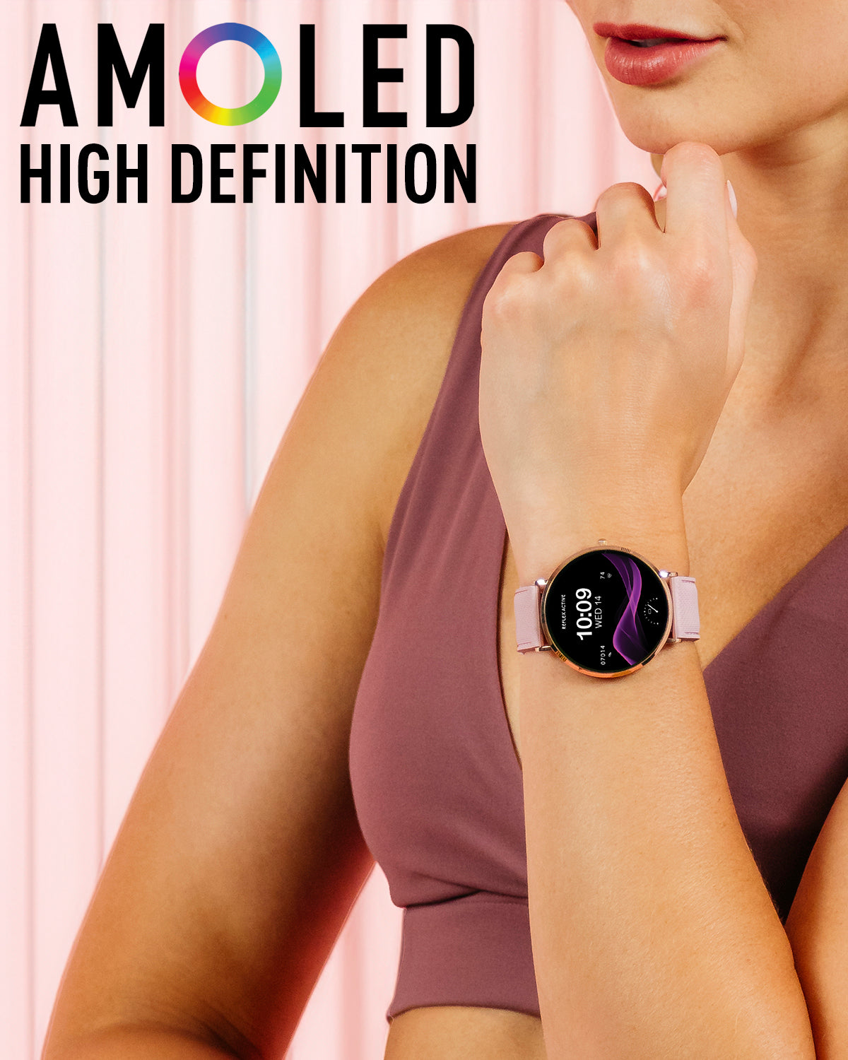 SPECTRA 300 R SLIM Amoled Rose Mesh and Pink Silicone Smart Watch Set